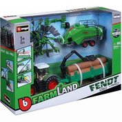 FARM LAND TRAKTOR FENDT 1050 VARIO w/ 3 PŘÍVĚS BBurago BB-31701