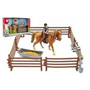 Kůň + panáček žokej s ohradou s doplňky  H-850389