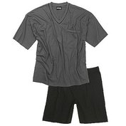 Pánské pyžamo ADAMO krátký rukáv a krátké kalhoty šedé s proužkem Adamo ODE-AD-119251-710