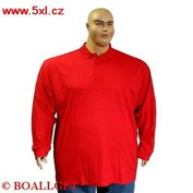 Pánské tričko s límečkem na knoflíčky červené - polokošile dlouhý rukáv 6XL - 8XL Kamro