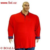 Pánské tričko s límečkem a košilovými rukávy červené - polokošile dlouhý rukáv  6XL - 10XL Kamro