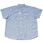 Pánská košile Kamro bílá s modrými čtverci krátký rukáv 7XL - 12XL Kamro ODE-KAM-16368-206