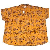 Pánská košile Kamro okrová s černým potiskem krátký rukáv 10XL Kamro ODE-KAM-23874-220