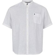 Pánská košile 41162/0000 NORTH 56°4 lněná bílá bez límečku krátký rukáv  4XL -8XL NORTH 56°4