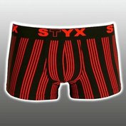 Pánské boxerky STYX černé s červenými proužky nadměrné 4XL - 5XL  ODE-P40033