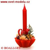 Svíčka červená vánoční zdobená   VS-250044-2