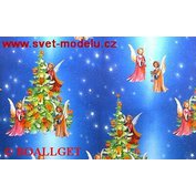 Vánoční balící papír Andělíčci + stromečky ( 7. vzor ) 50x70 cm luxusní  90g  VS-2735-7